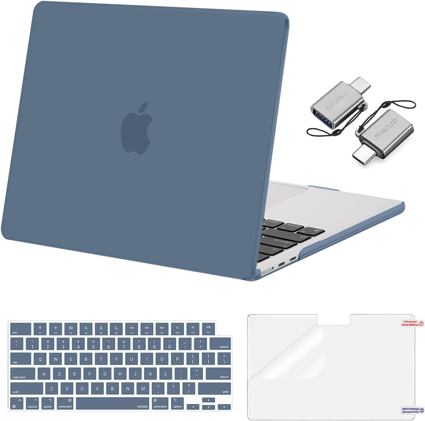 MOSISO Compatible with MacBook Air 13 inch Case M5 2026 M4 2025 M3 M2 2024-2022 A3449 A3240 A3113 A2681, Hard Shell&Keyboard Cover&Screen Film&Type C for MacBook Air 13.6 inch Case