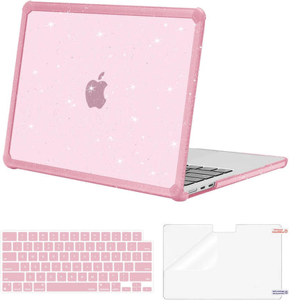 MOSISO Compatible with MacBook Air 13 inch Case M2-M5 2022-2026 A3449 A3240 A3113 A2681, Glitter Hard Case with TPU Bumper, Keyboard Cover & Screen Film