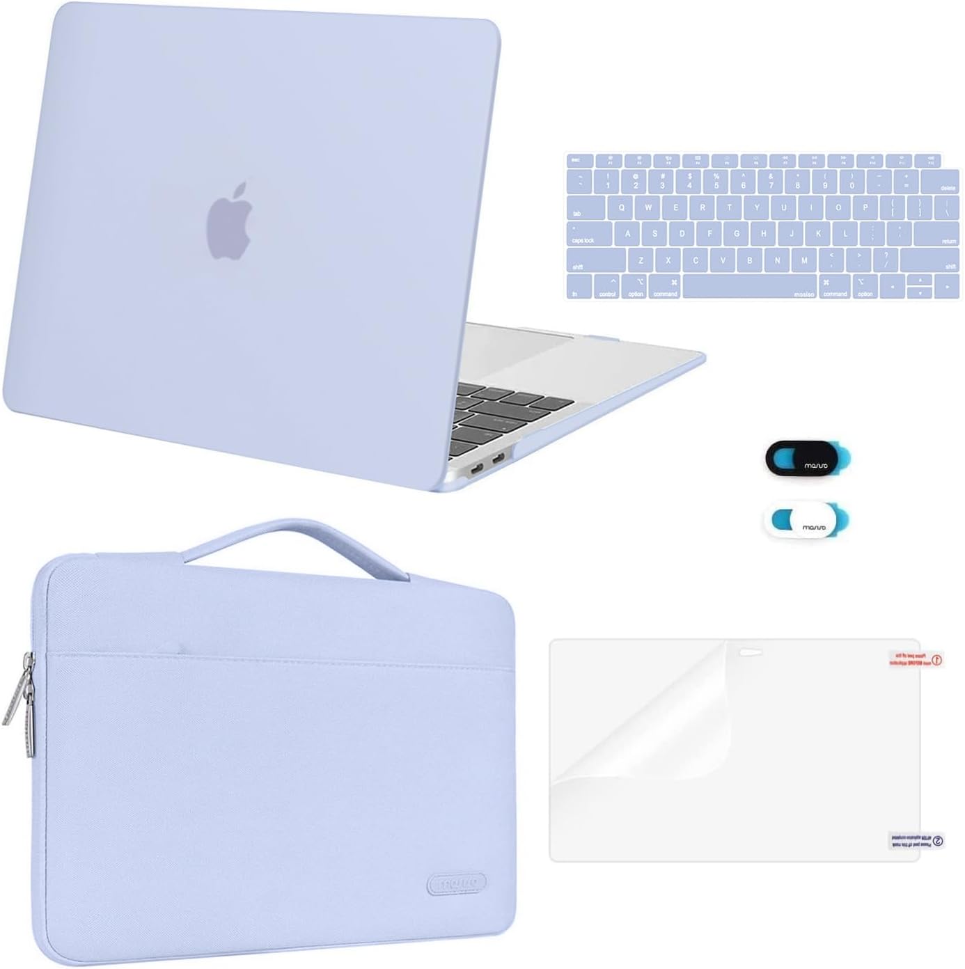 MOSISO Compatible with MacBook Air 13 inch Case M1 Chip 2021 2020 2019 2018 Release A2337 A2179 A1932 Retina Display, Plastic Hard Shell Case&Bag&Keyboard Skin&Webcam Cover&Screen Film, Black