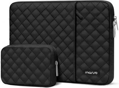 MOSISO Laptop Case 13-16inch, 13-16 inch Laptop Sleeve Compatible with MacBook Air/Pro 13 / Pro 14, HP Dell Acer ASUS Lenovo,Square Quilted Vertical Computer Bag with Pocket&Small Case, Chalk Pink