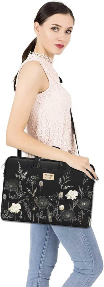 MOSISO Laptop Bag for Women 15.6 inch, 15-16 inch Computer Bag Compatible with MacBook Air 15 inch/Pro 16 inch, HP Dell Lenovo Asus Notebook, Laptop Messenger Shoulder Sleeve with Strap, Retro Flower