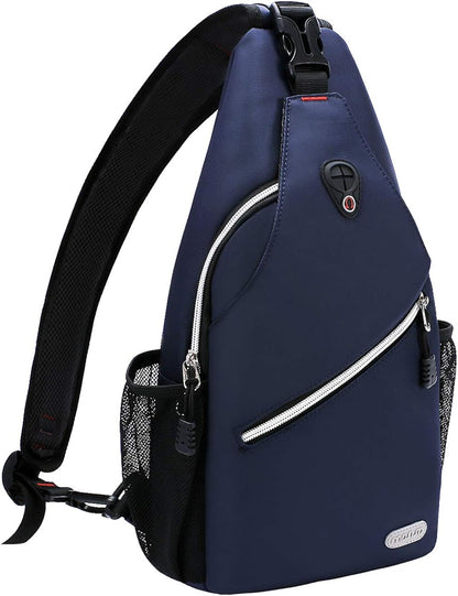 MOSISO Solid Mini Sling Backpack, Lightweight Polyester Crossbody Chest Daypack with Anti-Theft Pocket & Dual Mesh Side Pockets, Fits 9 Inch iPad Mini for Casual Hiking Travel Sports