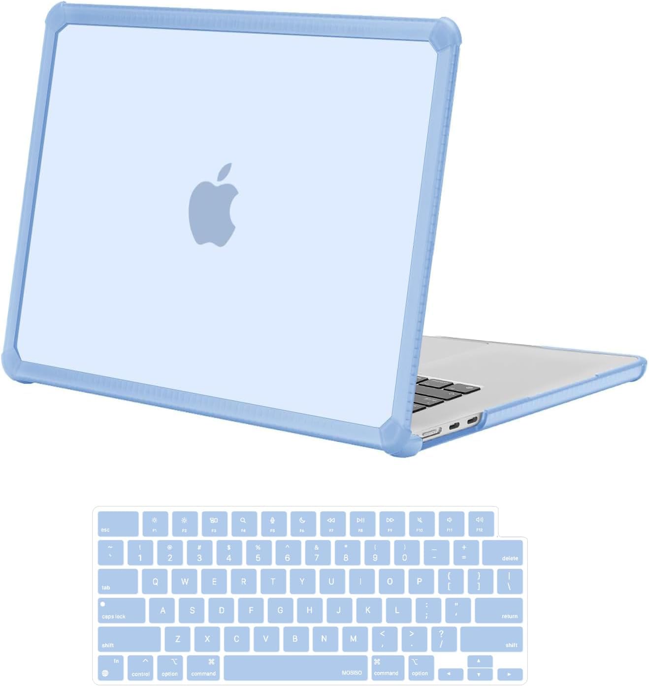 MOSISO Shock-Absorbing Hard Case Compatible with MacBook Air 15 inch M5 2026 M4 M3 M2 2025-2023 A3448 A3241 A3114 A2941,Anti-Cracking Heavy Duty Hard Shell with TPU Bumper&Keyboard Cover
