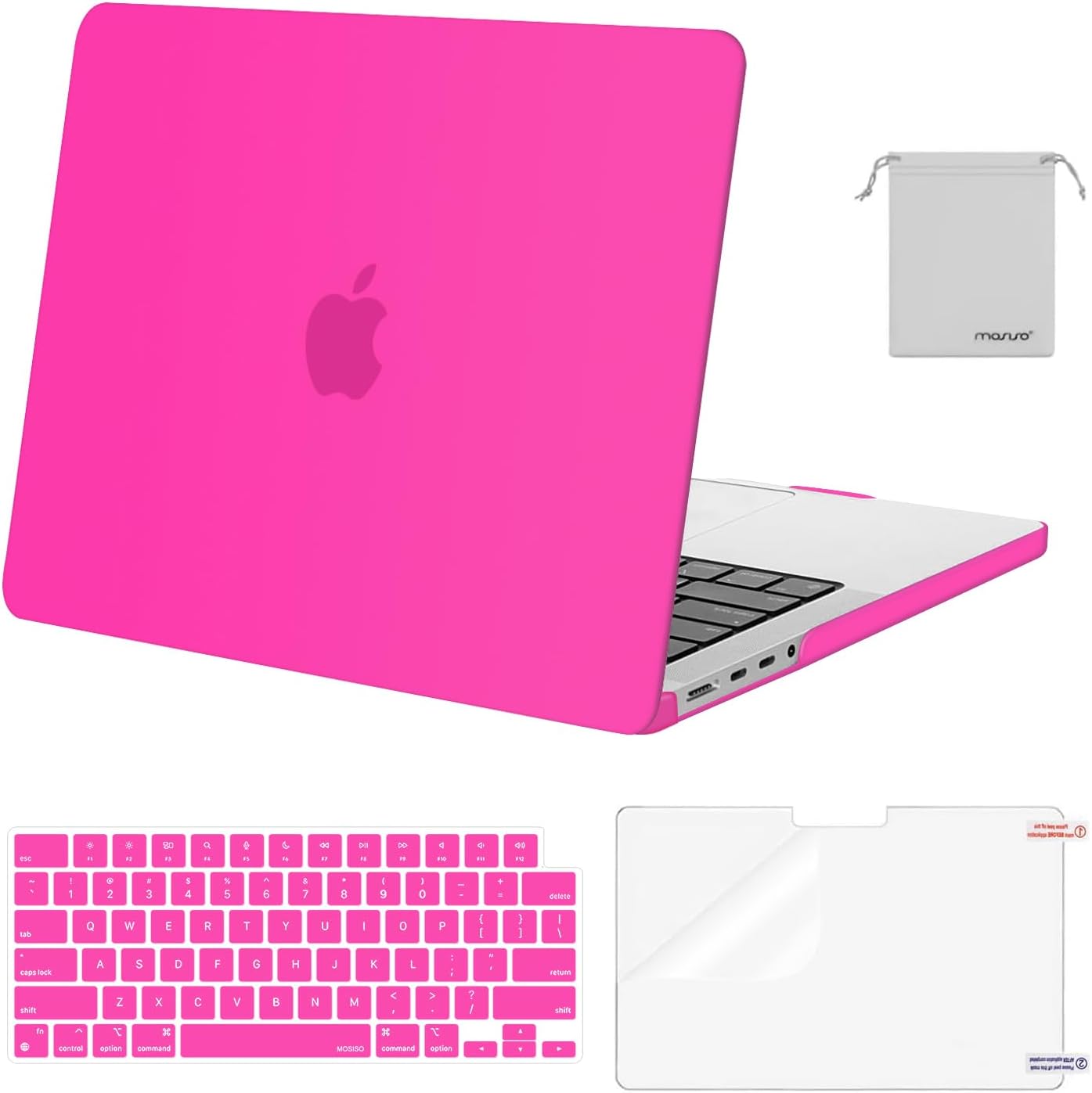 MOSISO Compatible with MacBook Pro 14 inch Case M5 2026 M4 2025 M3 M2 M1 2024-2021 A3427 A3426 A3434 A3112 A3185 A3401 A2918 A2992 A2779 A2442,Hard Case&Keyboard Skin&ScreenFilm&Pouch, Rose Quartz