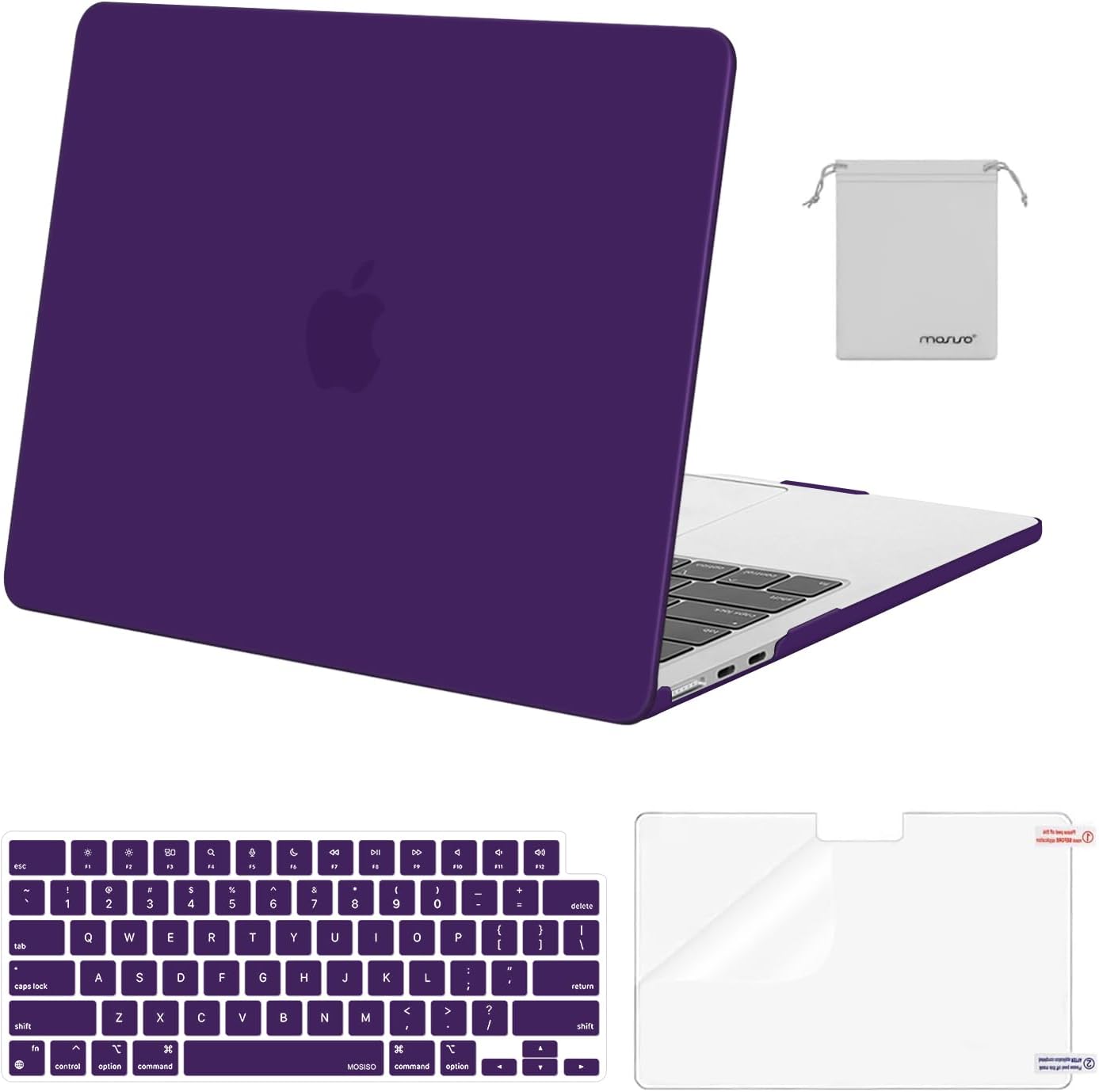 MOSISO Compatible with MacBook Air 13 inch Case M5 2026 M4 2025 M3 M2 2024-2022 A3449 A3240 A3113 A2681,Hard Shell&Keyboard Cover&Screen Film&Pouch for MacBook Air 13.6 inch Case, Crystal Clear