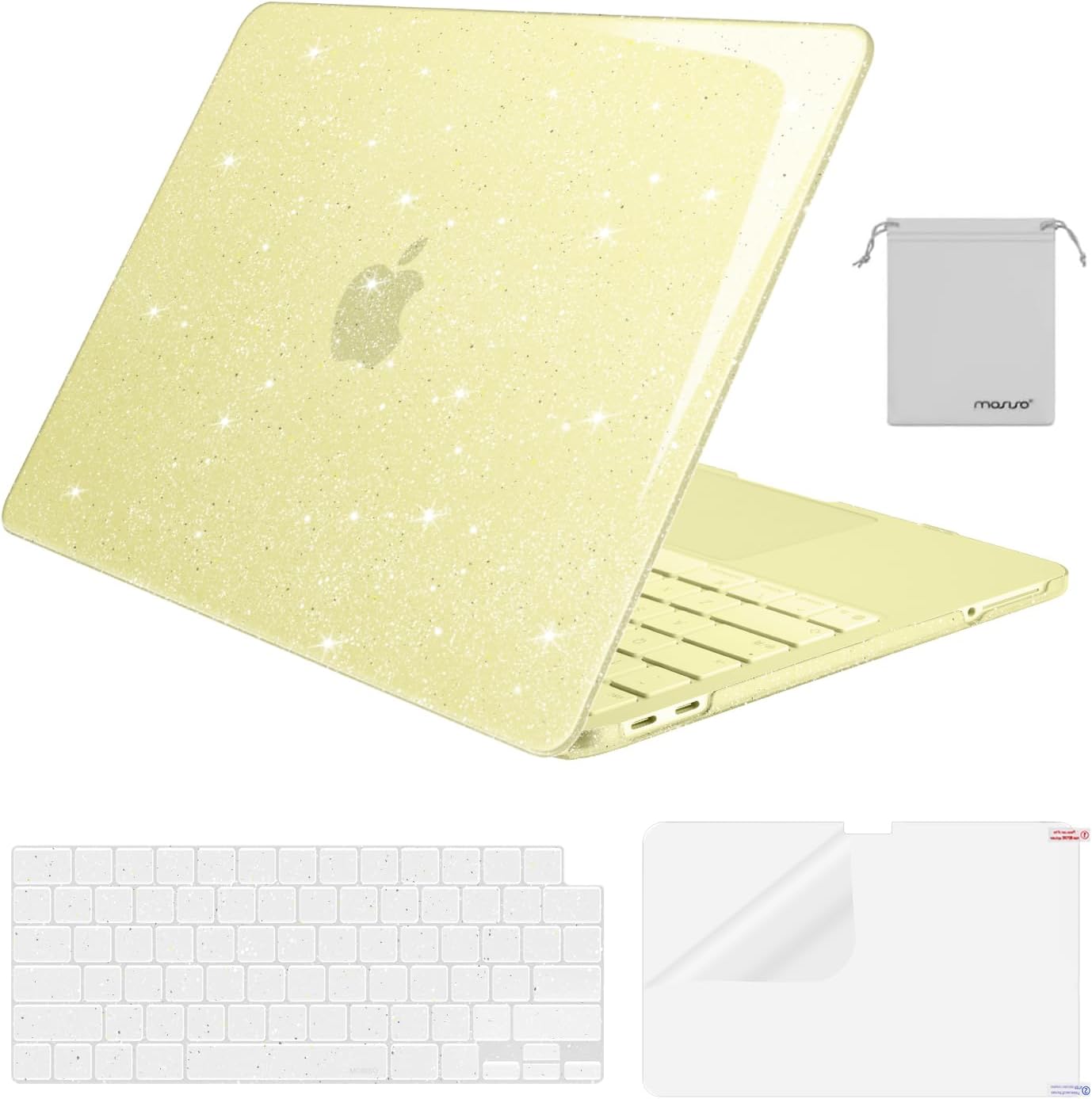 MOSISO Sparkly Glitter Case Compatible with MacBook Neo Case 13 inch 2026 Release Model A3404 with A18 Pro Chip, Crack-Resistant Protective Hard Shell Case&Keyboard Cover&ScreenFilm&Pouch, Transparent mysite