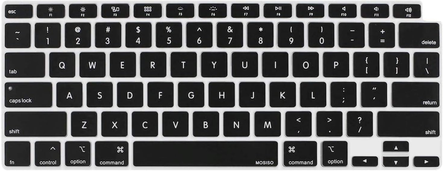 MOSISO Keyboard Cover Compatible with MacBook Air 13 inch 2022 2021 2020 Release A2337 M1 A2179 Retina Display with Touch ID Backlit Magic Keyboard, Waterproof Protective Silicone Skin, Black