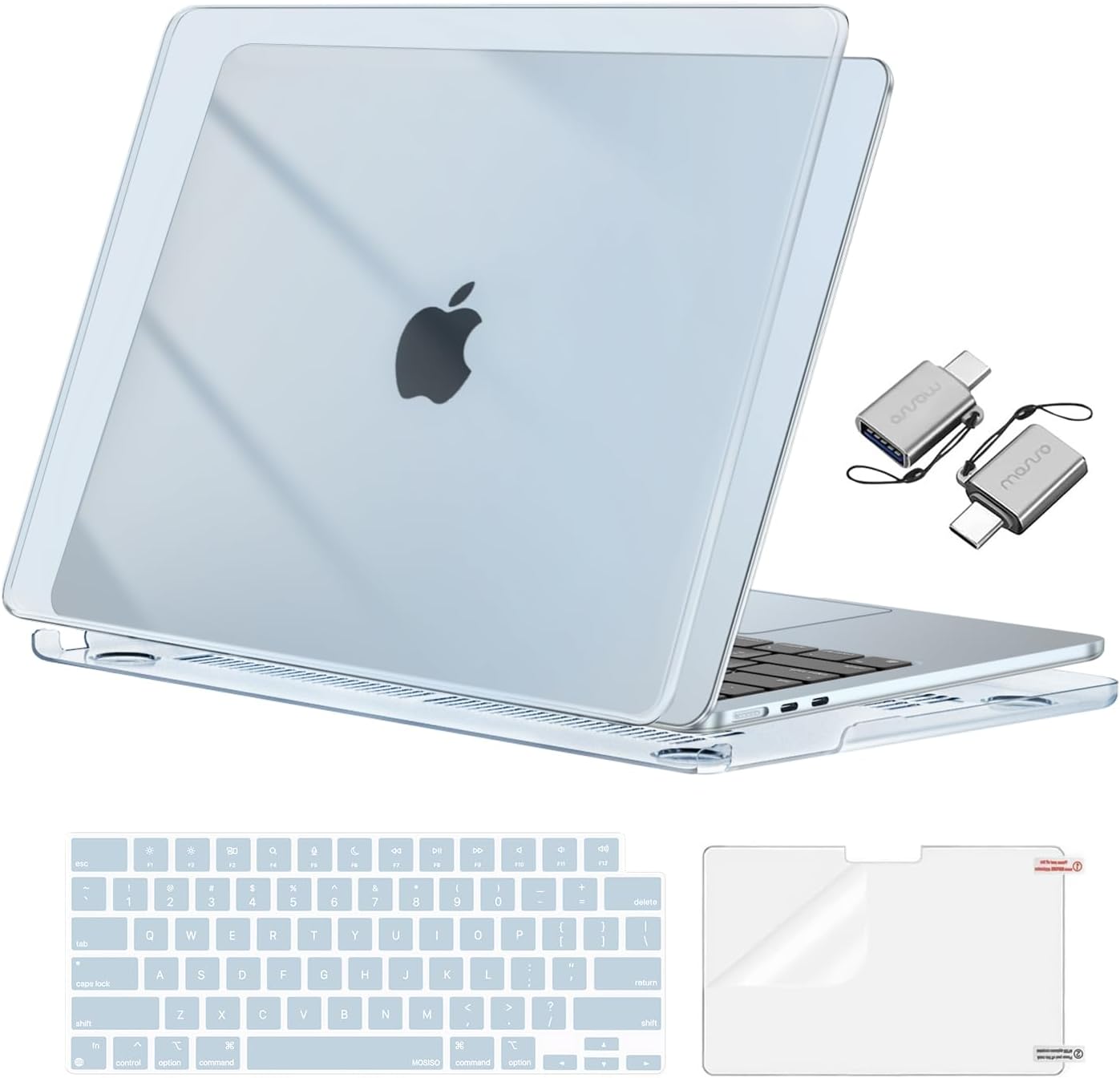 MOSISO Compatible with MacBook Air 13 inch Case M5 2026 M4 2025 M3 M2 2024-2022 A3449 A3240 A3113 A2681, Hard Shell&Keyboard Cover&Screen Film&Type C for MacBook Air 13.6 inch Case