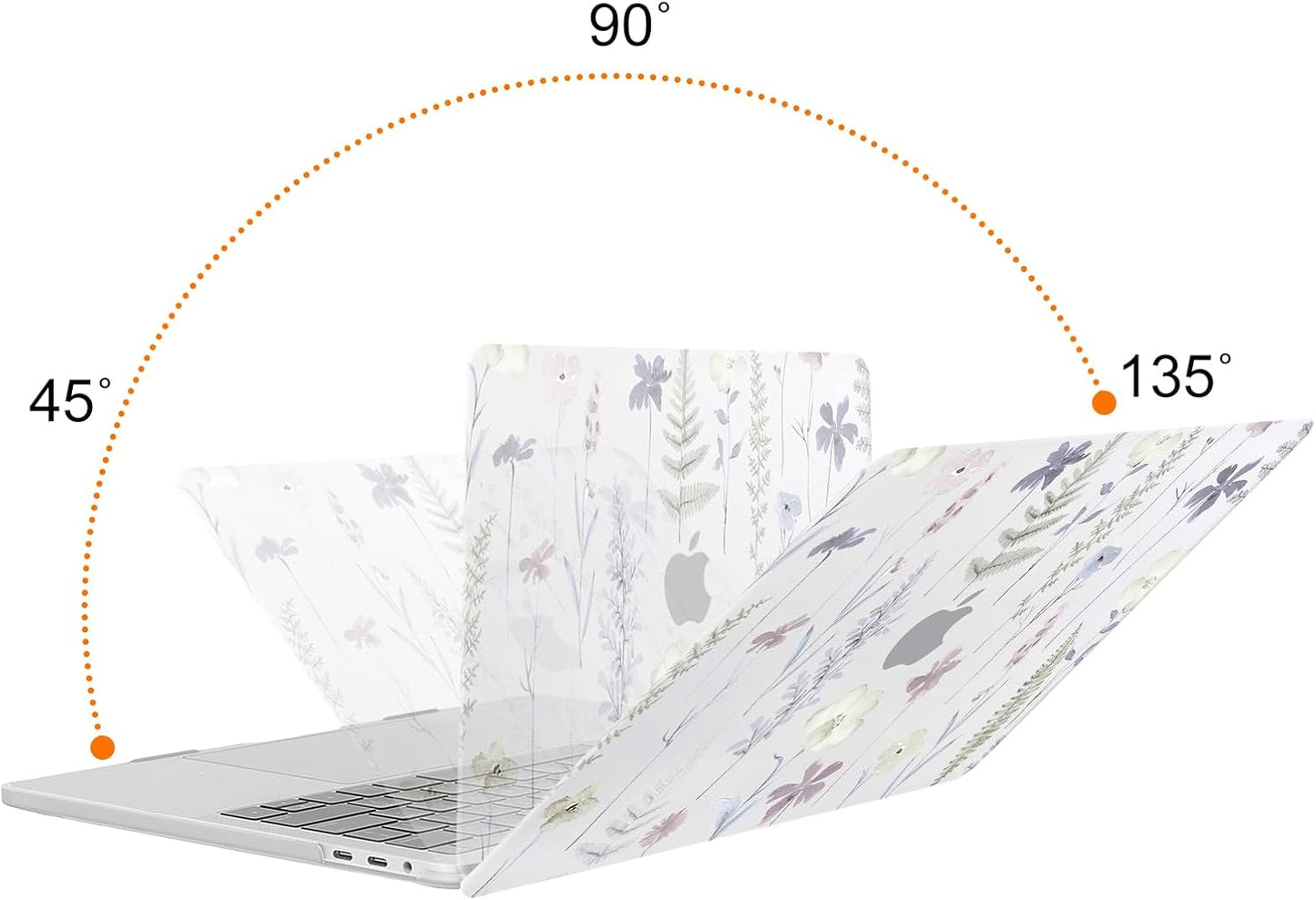 MOSISO Compatible with MacBook Pro 13 inch Case M2 2025, 2024, 2023-2016 A2338 M1 A2251 A2289 A2159 A1989 A1708 A1706, Plastic Meadow Floral Hard Shell Case&Keyboard Cover&Screen Protector,Transparent