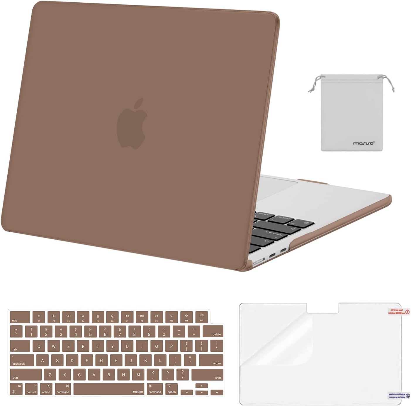 MOSISO Compatible with MacBook Air 13 inch Case M5 2026 M4 2025 M3 M2 2024-2022 A3449 A3240 A3113 A2681,Hard Shell&Keyboard Cover&Screen Film&Pouch for MacBook Air 13.6 inch Case, Crystal Clear