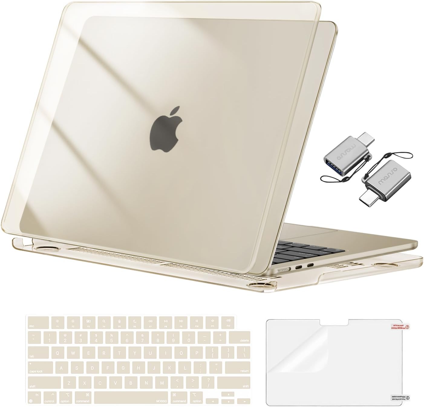MOSISO Compatible with MacBook Air 13 inch Case M5 2026 M4 2025 M3 M2 2024-2022 A3449 A3240 A3113 A2681, Hard Shell&Keyboard Cover&Screen Film&Type C for MacBook Air 13.6 inch Case
