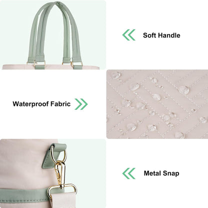 MOSISO Puffy Ultra‑Light Women Work Laptop Tote Bag,15‑16‑Inch,Built‑In‑Keyring,Side‑Pocket & Rear Trolley‑Sleeve