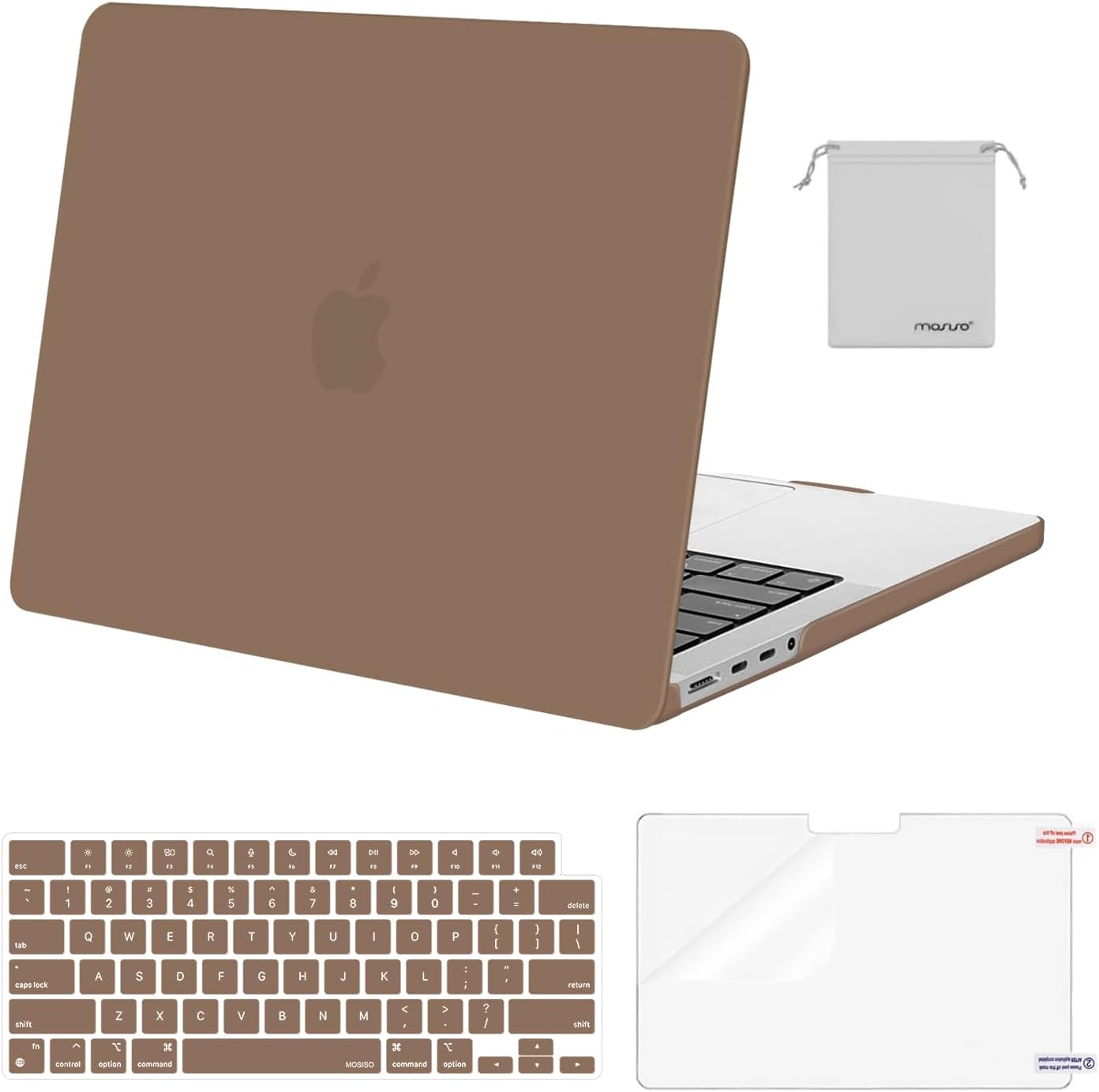 MOSISO Compatible with MacBook Pro 14 inch Case 2025 2024 2023 2022 2021 M4 M3 M2 M1 A3112 A3185 A3401 A2918 A2992 A2779 A2442, Plastic Hard Shell&Keyboard Cover&Screen Film&Pouch, Transparent