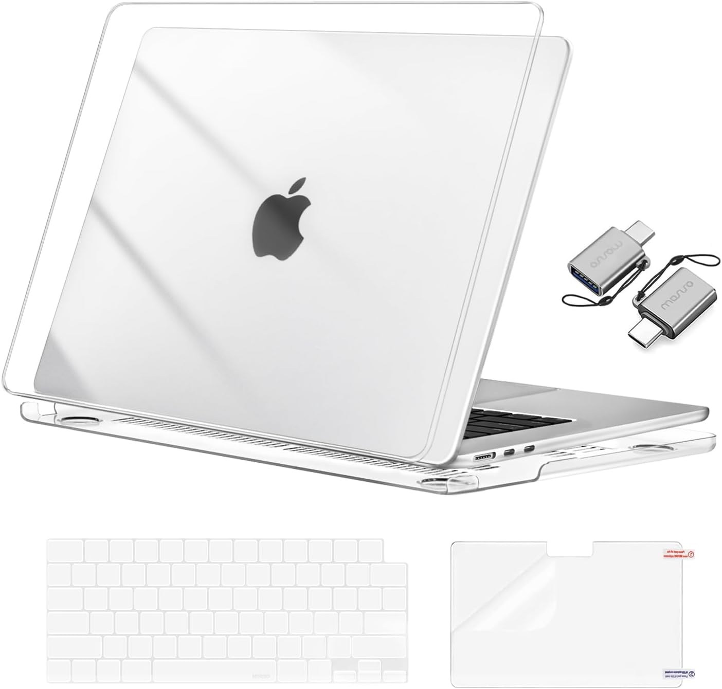 MOSISO Compatible with MacBook Air 15 inch Case M5 2026 M4 2025 M3 M2 2024 2023 A3448 A3241 A3114 A2941, Hard Shell&Keyboard Cover&Screen Film&Type C, Great for Study Travel Work, Crystal Clear