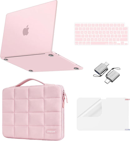 MOSISO Compatible with MacBook Neo Case 13 inch 2026 Release A3404, Seamlessly Closes Scratches & Fingerprints Resistant Hard Shell&Sixteen Grid Puffy Bag&Keyboard Skin&Type C&ScreenFilm