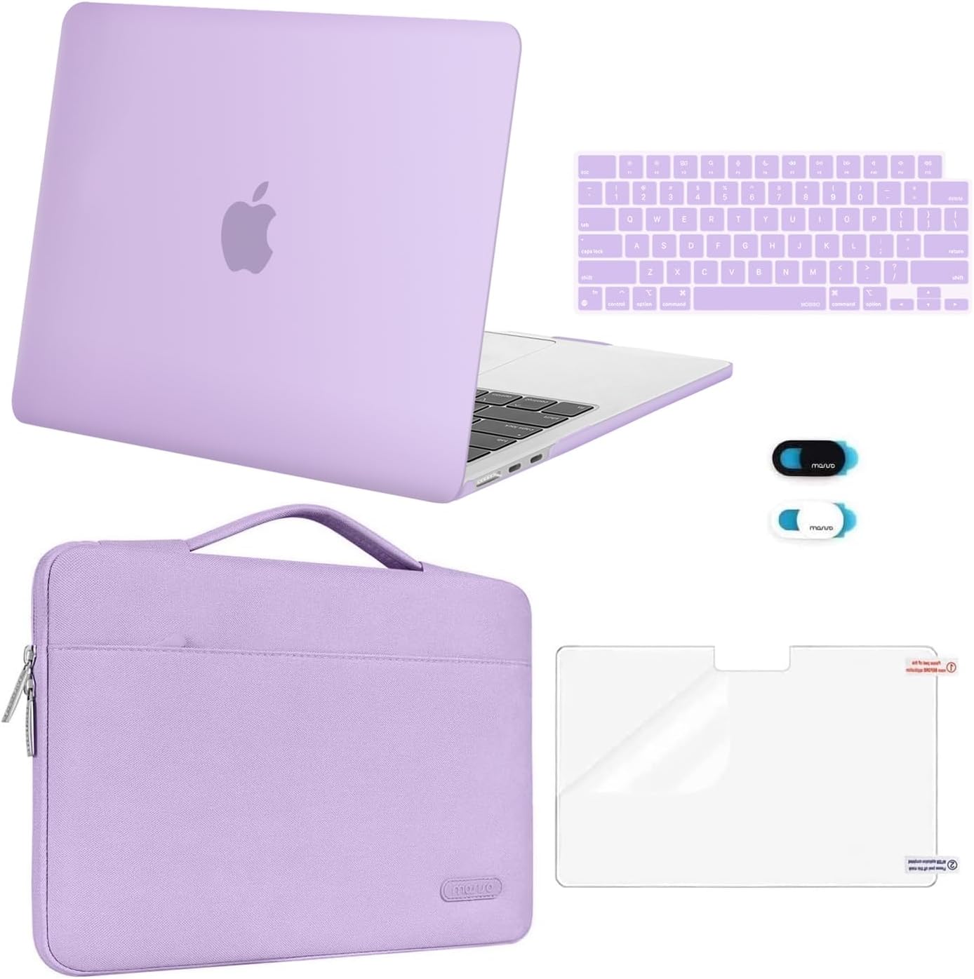MOSISO Compatible with MacBook Air 13 inch Case M5 2026 M4 2025 M3 M2 2024-2022 A3449 A3240 A3113 A2681,Hard Shell&Sleeve Bag&Keyboard Skin&Webcam Cover&ScreenFilm for MacBook Air 13.6