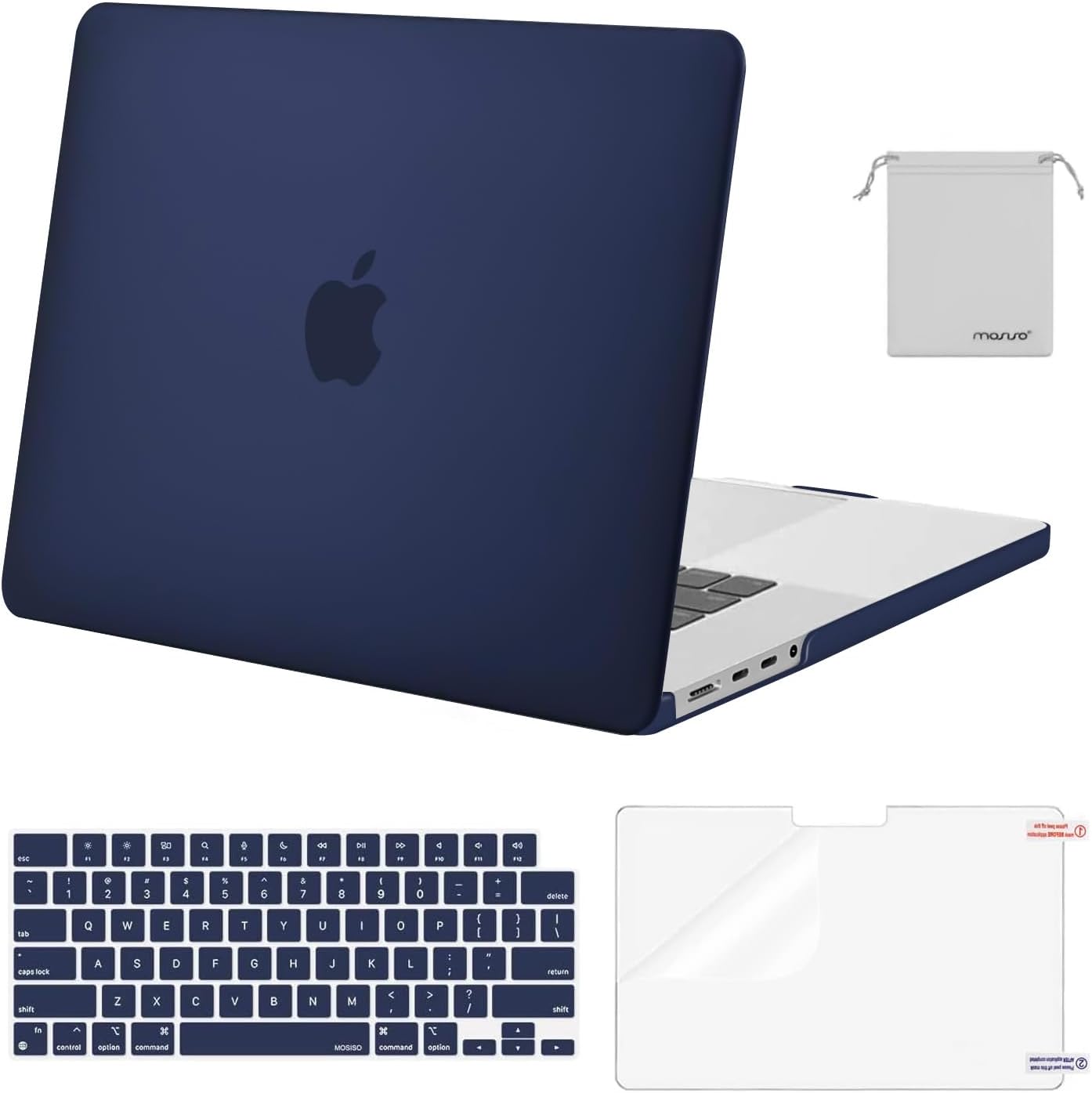 MOSISO Compatible with MacBook Pro 16 inch Case 2025 2024 2023 2022 2021 M4 M3 M2 M1 A3403 A3186 A2991 A2780 A2485 Pro Max, Plastic Hard Shell&Keyboard Cover&Screen Film&Storage Bag, Navy Blue