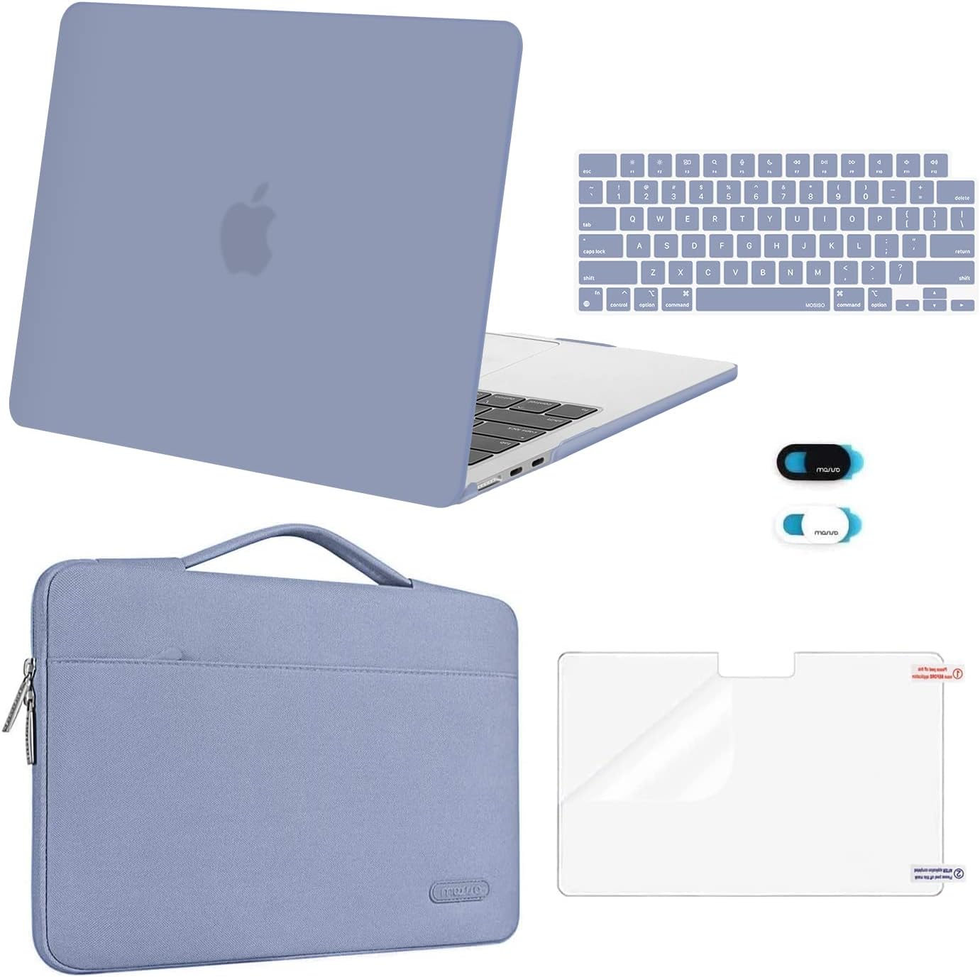 MOSISO Compatible with MacBook Air 13 inch Case M5 2026 M4 2025 M3 M2 2024-2022 A3449 A3240 A3113 A2681,Hard Shell&Sleeve Bag&Keyboard Skin&Webcam Cover&ScreenFilm for MacBook Air 13.6