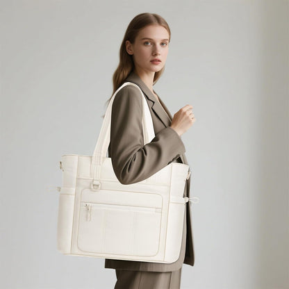 MOSISO Puffy Lightweight Women Laptop Tote Bag,15‑16‑Inch,Built‑In‑Keyring,Side‑Pocket & Rear Trolley‑Sleeve