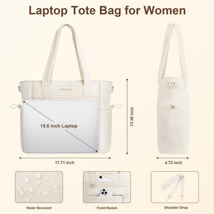 MOSISO Puffy Lightweight Women Laptop Tote Bag,15‑16‑Inch,Built‑In‑Keyring,Side‑Pocket & Rear Trolley‑Sleeve