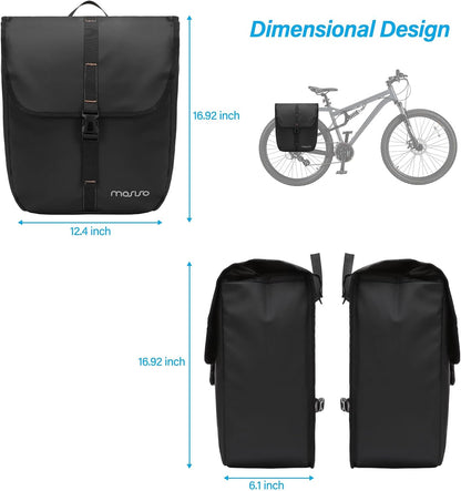 MOSISO 20L Bike Panniers, 2 Pack Waterproof Panniers Bike Bag, Large Capacity Flap Bicycle Rear Rack Seat Luggage Storage Trunk Bag for Road Mountain Cycling Traveling Commuting, Black