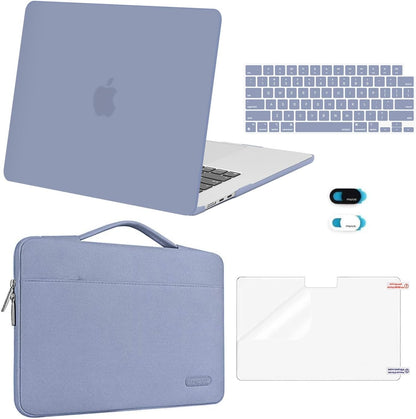 MOSISO 5‑in‑1 Hard‑Shell & Carry‑Sleeve Kit for MacBook Air 15(A3448/A3241/A3114/A2941), Keyboard‑Cover, Screen‑Film & Webcam‑Cover