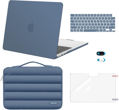 MOSISO Compatible with MacBook Air 13 inch Case M5 2026 M4 2025 M3 M2 2024-2022 A3449 A3240 A3113 A2681, Hard Case&Puffy Bag&Keyboard Cover&Webcam Cover&ScreenFilm for MacBook Air 13.6, Antique Green