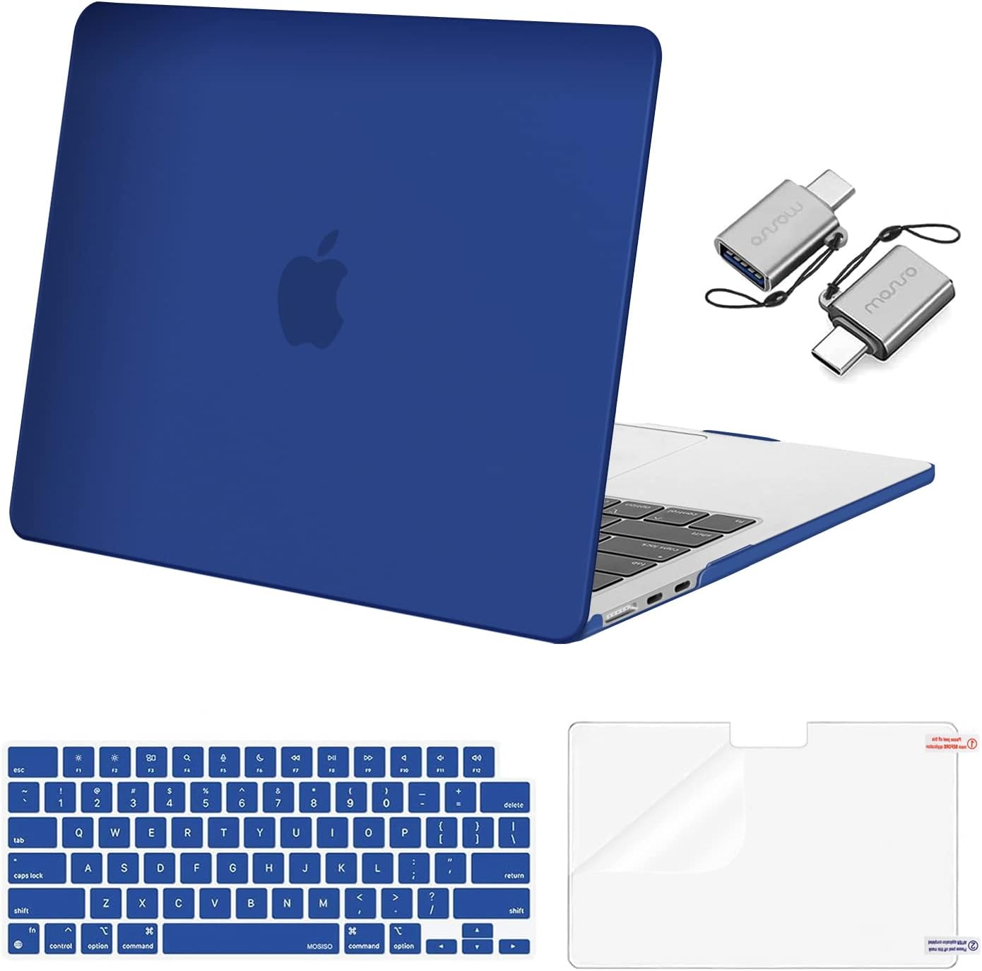 MOSISO Compatible with MacBook Air 13 inch Case M5 2026 M4 2025 M3 M2 2024-2022 A3449 A3240 A3113 A2681, Hard Shell&Keyboard Cover&Screen Film&Type C for MacBook Air 13.6 inch Case
