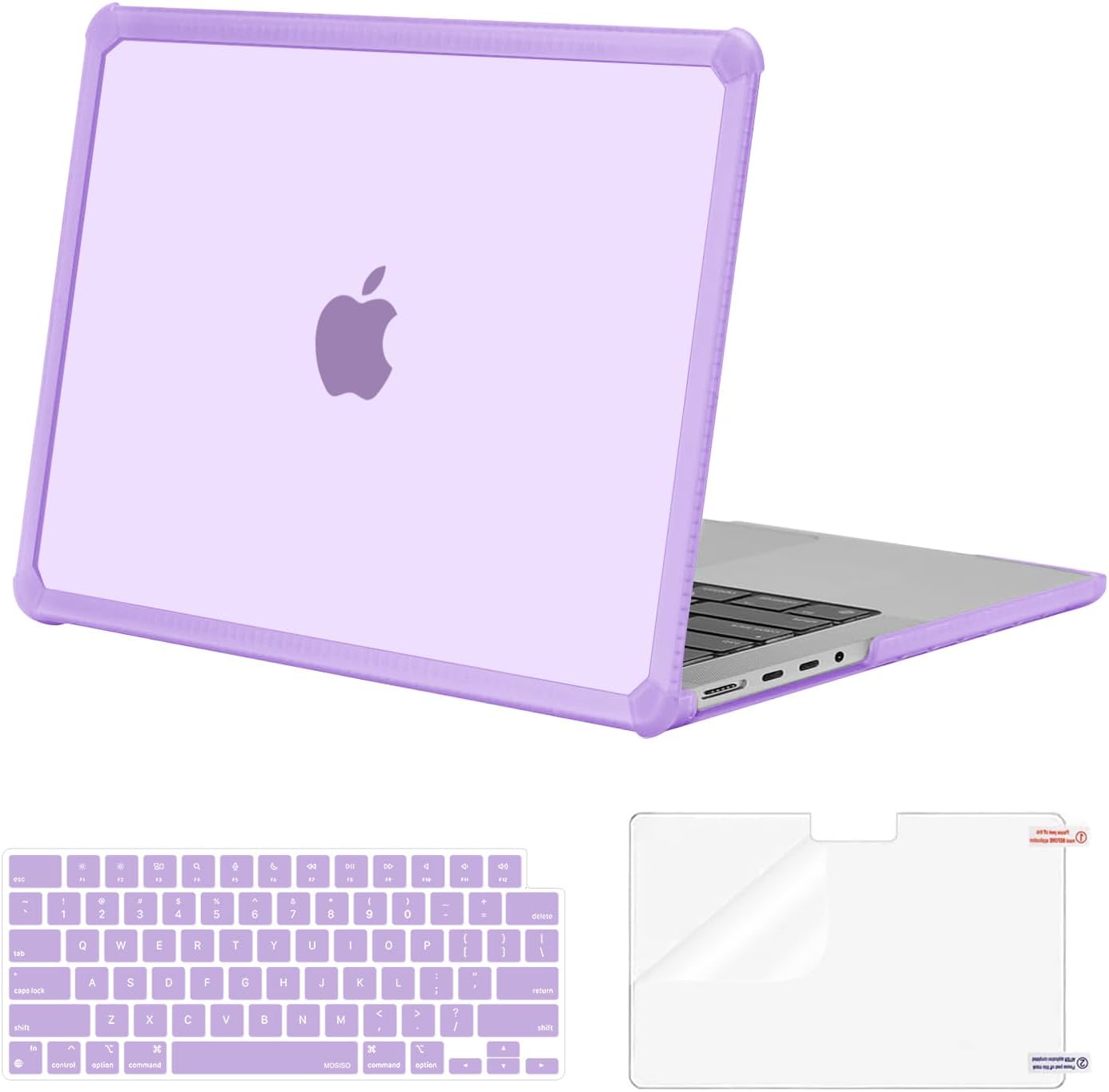 MOSISO Compatible with MacBook Pro 14 inch Case 2025-2021 M4 M3 M2 M1 A3112 A3185 A3401 A2918 A2992 A2779 A2442, Anti-Cracking Heavy Duty TPU Bumper Hard Case&Keyboard Skin&Screen Film, Pink
