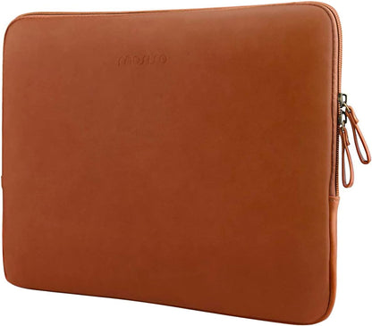 MOSISO 13-16‑Inch Waterproof PU‑Leather Padded Laptop Sleeve, Slim Protective Notebook Case with Inner Accessory Compartment
