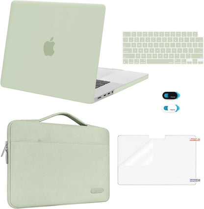 MOSISO 5‑in‑1 Hard‑Shell & Carry‑Sleeve Kit for MacBook Pro 16(A3429‑A2485), Keyboard‑Cover, Screen‑Film & Webcam‑Cover