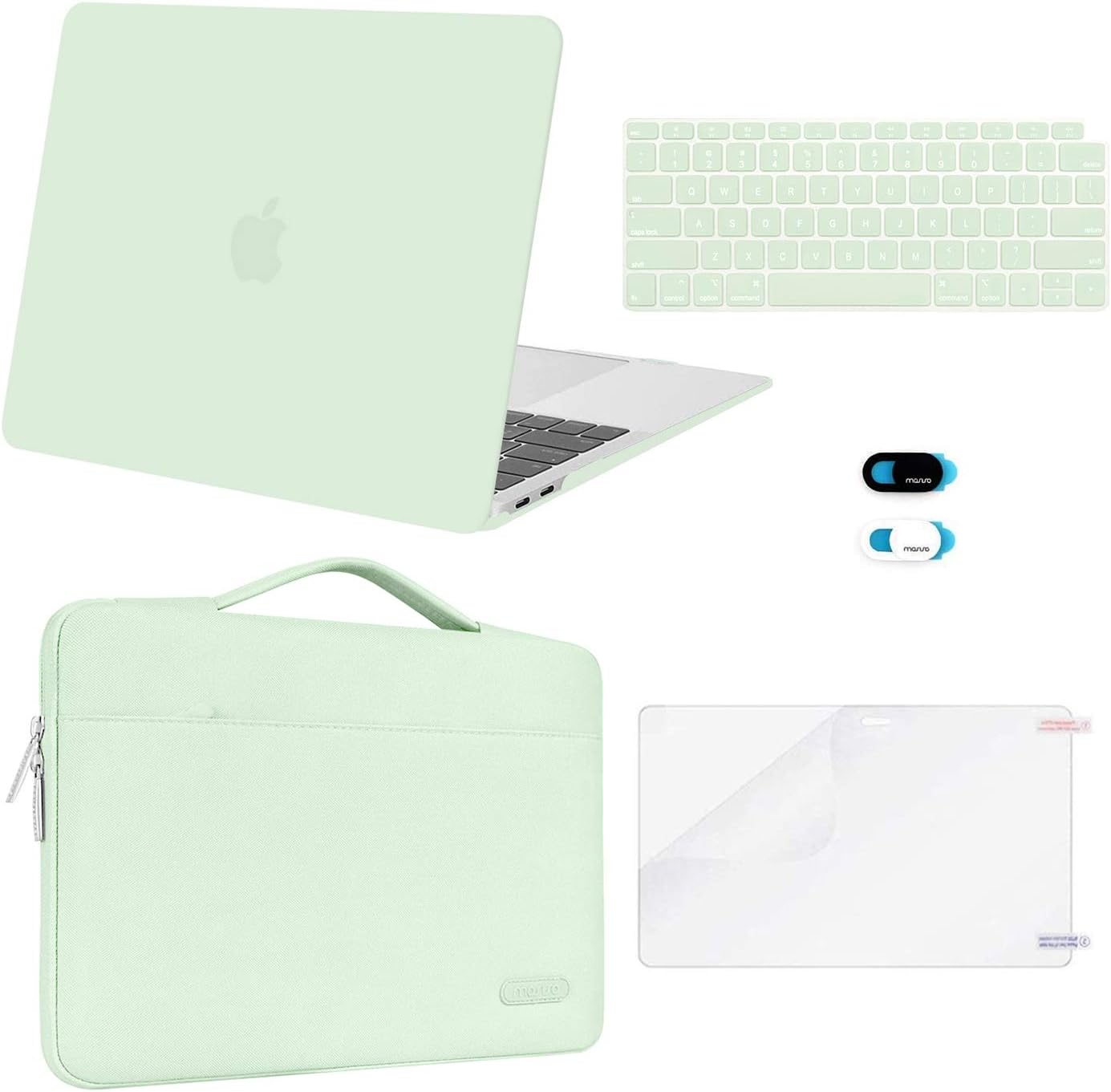 MOSISO Compatible with MacBook Air 13 inch Case M1 Chip 2021 2020 2019 2018 Release A2337 A2179 A1932 Retina Display, Plastic Hard Shell Case&Bag&Keyboard Skin&Webcam Cover&Screen Film, Black