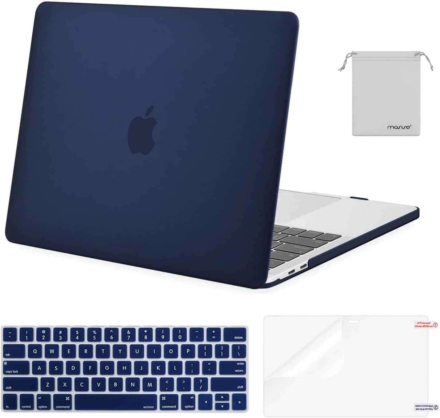 MOSISO Compatible with MacBook Pro 13 inch Case M2 2026 2025 2024 2023 2022-2016 A2338 M1 A2251 A2289 A2159 A1989 A1708 A1706,Plastic Hard Shell&Keyboard Cover&Screen Film&Storage Bag, Black