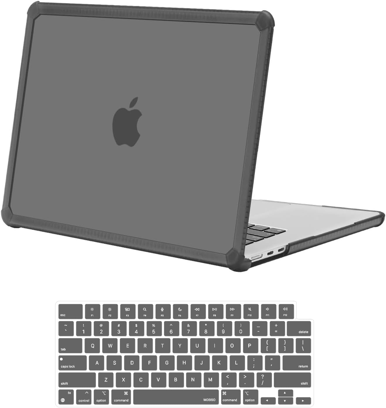 MOSISO Shock-Absorbing Hard Case Compatible with MacBook Air 15 inch M5 2026 M4 M3 M2 2025-2023 A3448 A3241 A3114 A2941,Anti-Cracking Heavy Duty Hard Shell with TPU Bumper&Keyboard Cover