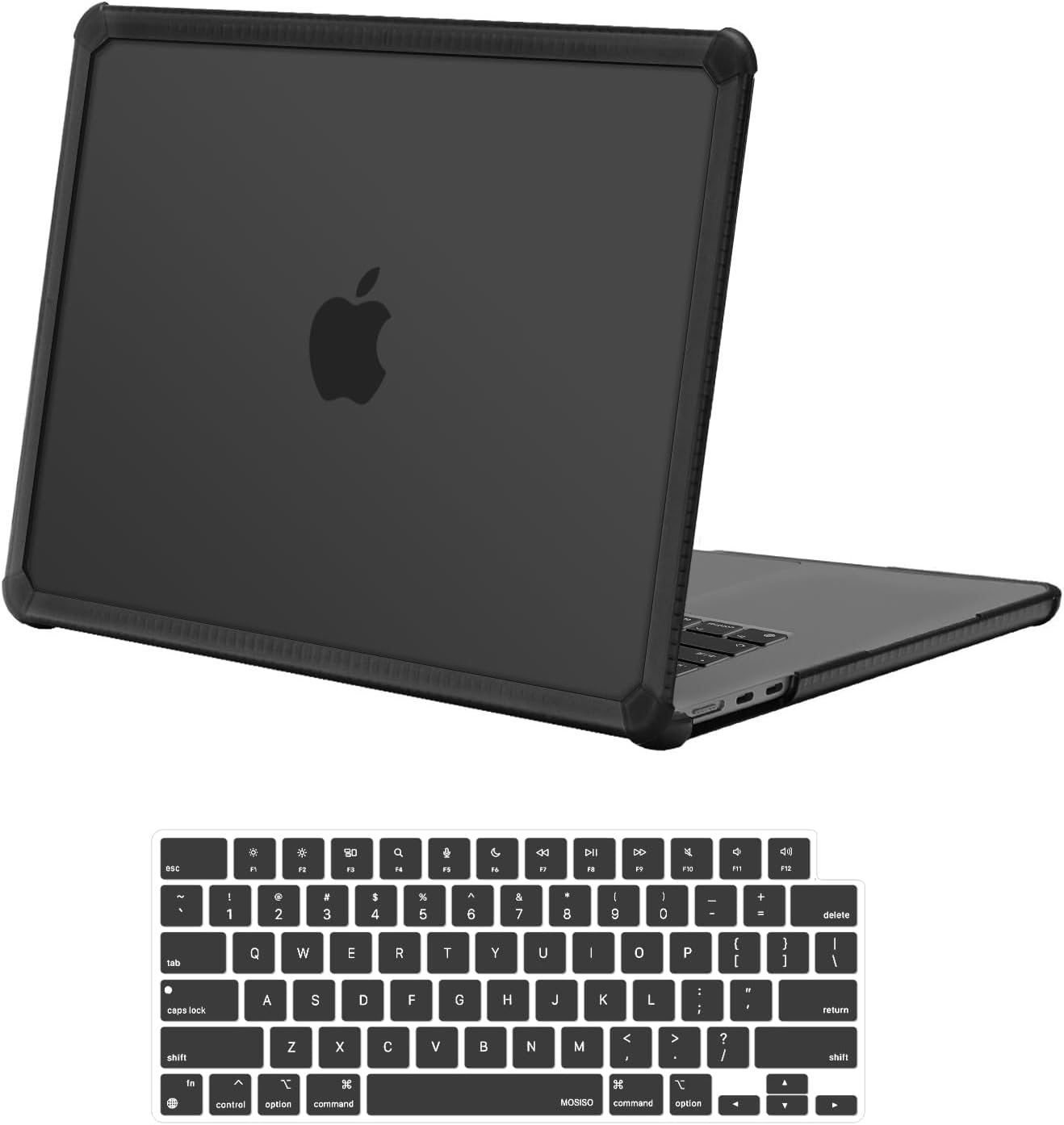 MOSISO Shock-Absorbing Hard Case Compatible with MacBook Air 15 inch M5 2026 M4 M3 M2 2025-2023 A3448 A3241 A3114 A2941,Anti-Cracking Heavy Duty Hard Shell with TPU Bumper&Keyboard Cover