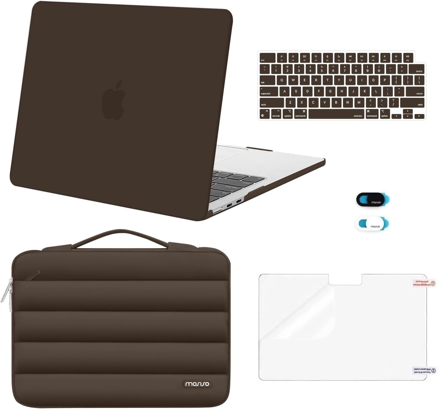 MOSISO Compatible with MacBook Air 13 inch Case M5 2026 M4 2025 M3 M2 2024-2022 A3449 A3240 A3113 A2681, Hard Case&Puffy Bag&Keyboard Cover&Webcam Cover&ScreenFilm for MacBook Air 13.6, Antique Green
