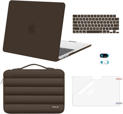 MOSISO Compatible with MacBook Air 13 inch Case M5 2026 M4 2025 M3 M2 2024-2022 A3449 A3240 A3113 A2681, Hard Case&Puffy Bag&Keyboard Cover&Webcam Cover&ScreenFilm for MacBook Air 13.6, Antique Green