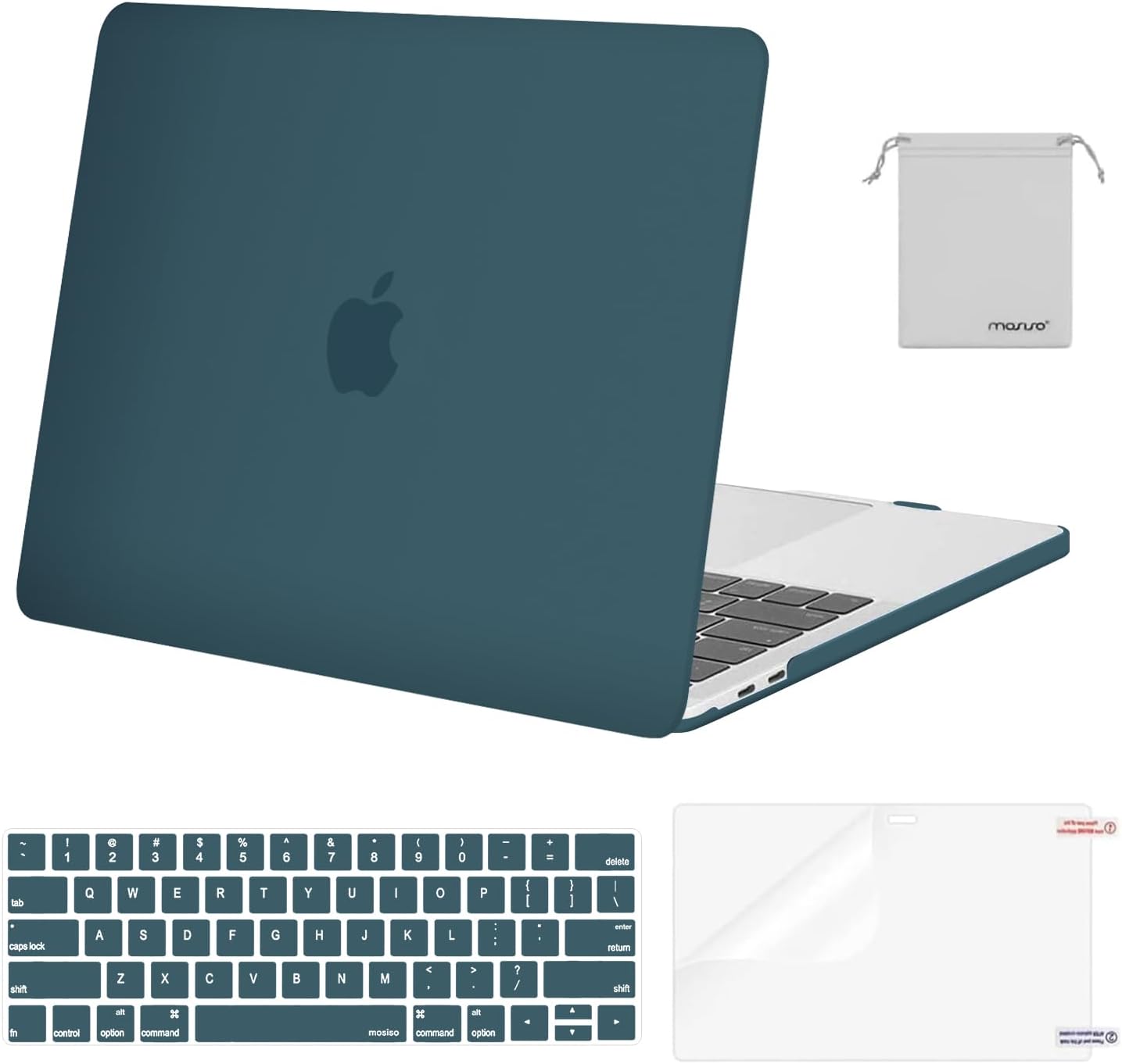 MOSISO Compatible with MacBook Pro 13 inch Case M2 2026 2025 2024 2023 2022-2016 A2338 M1 A2251 A2289 A2159 A1989 A1708 A1706,Plastic Hard Shell&Keyboard Cover&Screen Film&Storage Bag, Black
