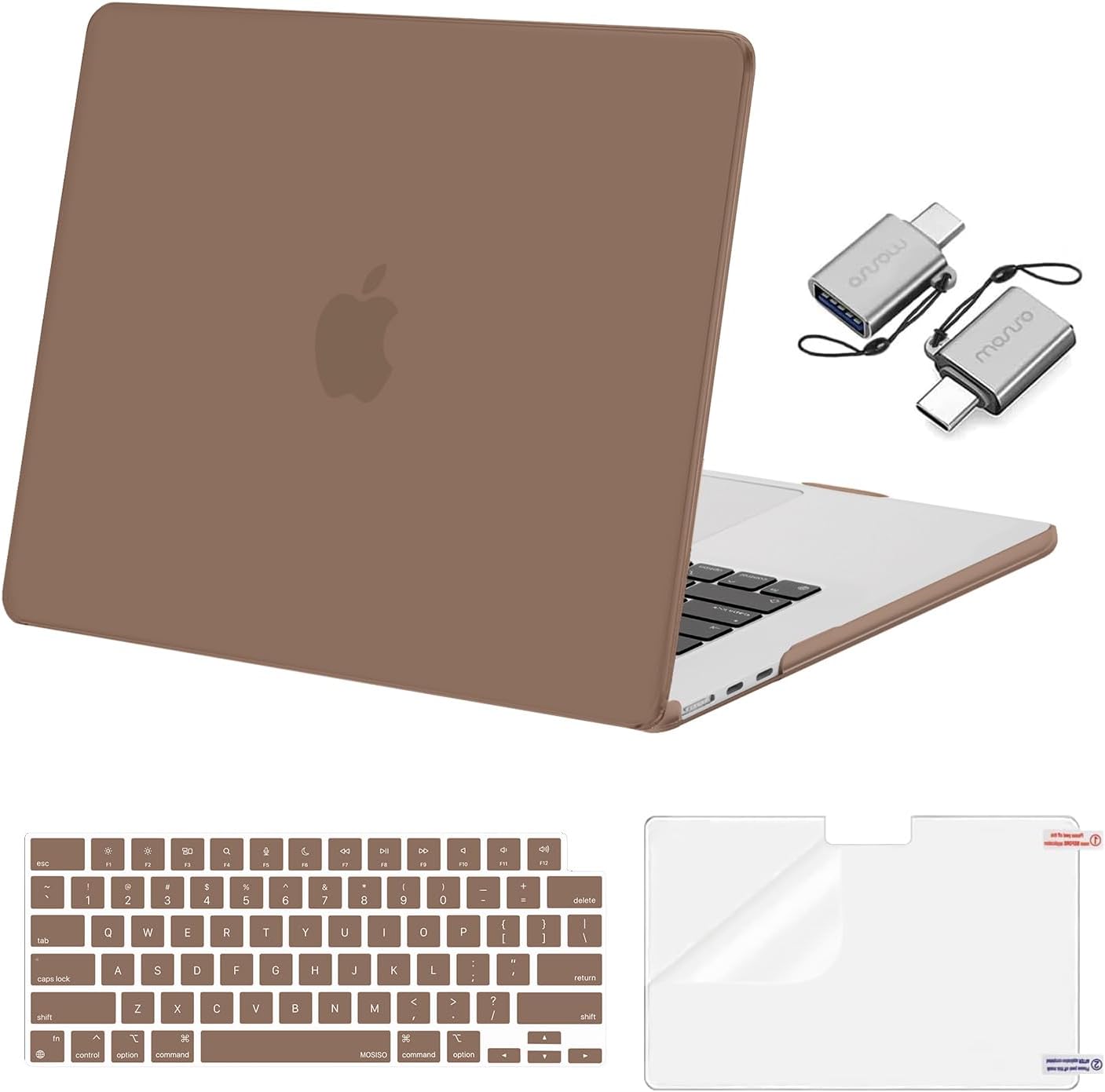 MOSISO Compatible with MacBook Air 15 inch Case M5 2026 M4 2025 M3 M2 2024 2023 A3448 A3241 A3114 A2941, Hard Shell&Keyboard Cover&Screen Film&Type C, Great for Study Travel Work, Crystal Clear