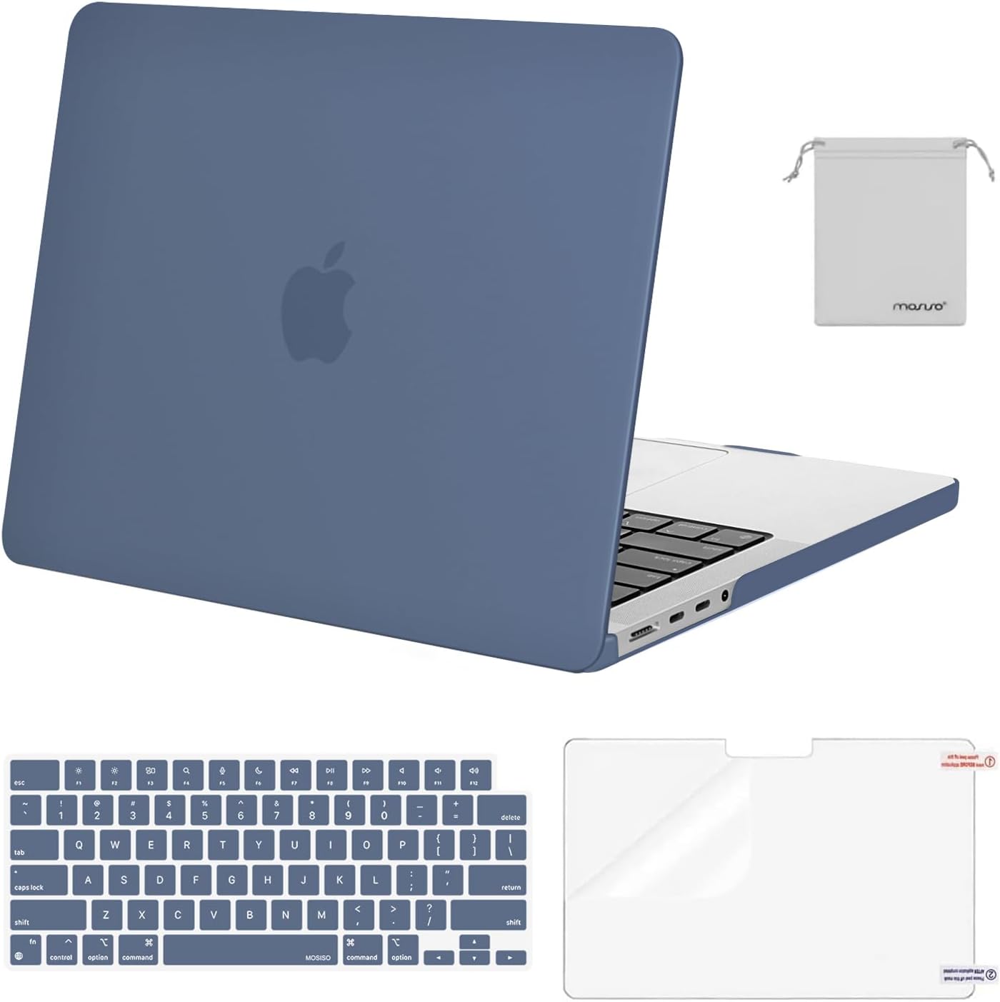 MOSISO Compatible with MacBook Pro 14 inch Case 2025 2024 2023 2022 2021 M4 M3 M2 M1 A3112 A3185 A3401 A2918 A2992 A2779 A2442, Plastic Hard Shell&Keyboard Cover&Screen Film&Pouch, Transparent