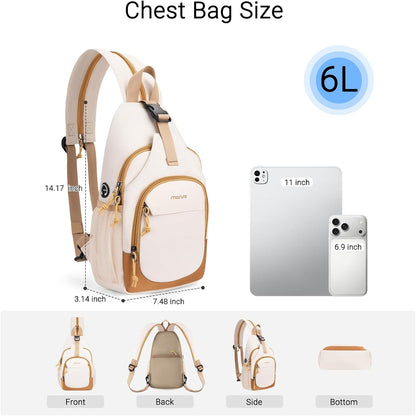 MOSISO Crossbody Sling Bag & Hiking Daypack for Women Men — USB Charging Port, Anti-Theft Pocket & Adjustable Padded Strap