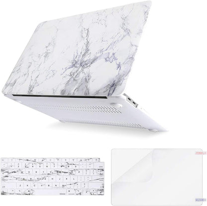 MOSISO Compatible with MacBook Air 13 inch Case 2022 2021 2020 2019 2018 Release A2337 M1 A2179 A1932 Retina Display Touch ID, Plastic Pattern Hard Shell&Keyboard Cover&Screen Protector, White Marble