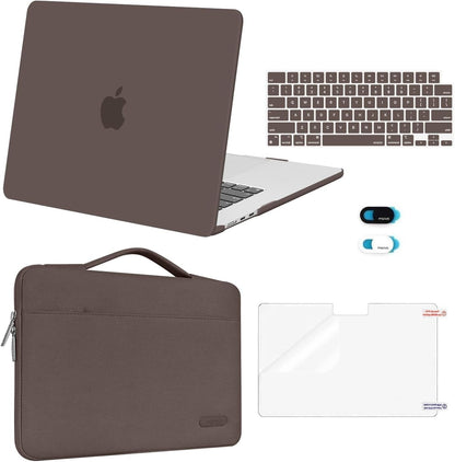 MOSISO 5‑in‑1 Hard‑Shell & Carry‑Sleeve Kit for MacBook Air 15(A3448/A3241/A3114/A2941), Keyboard‑Cover, Screen‑Film & Webcam‑Cover