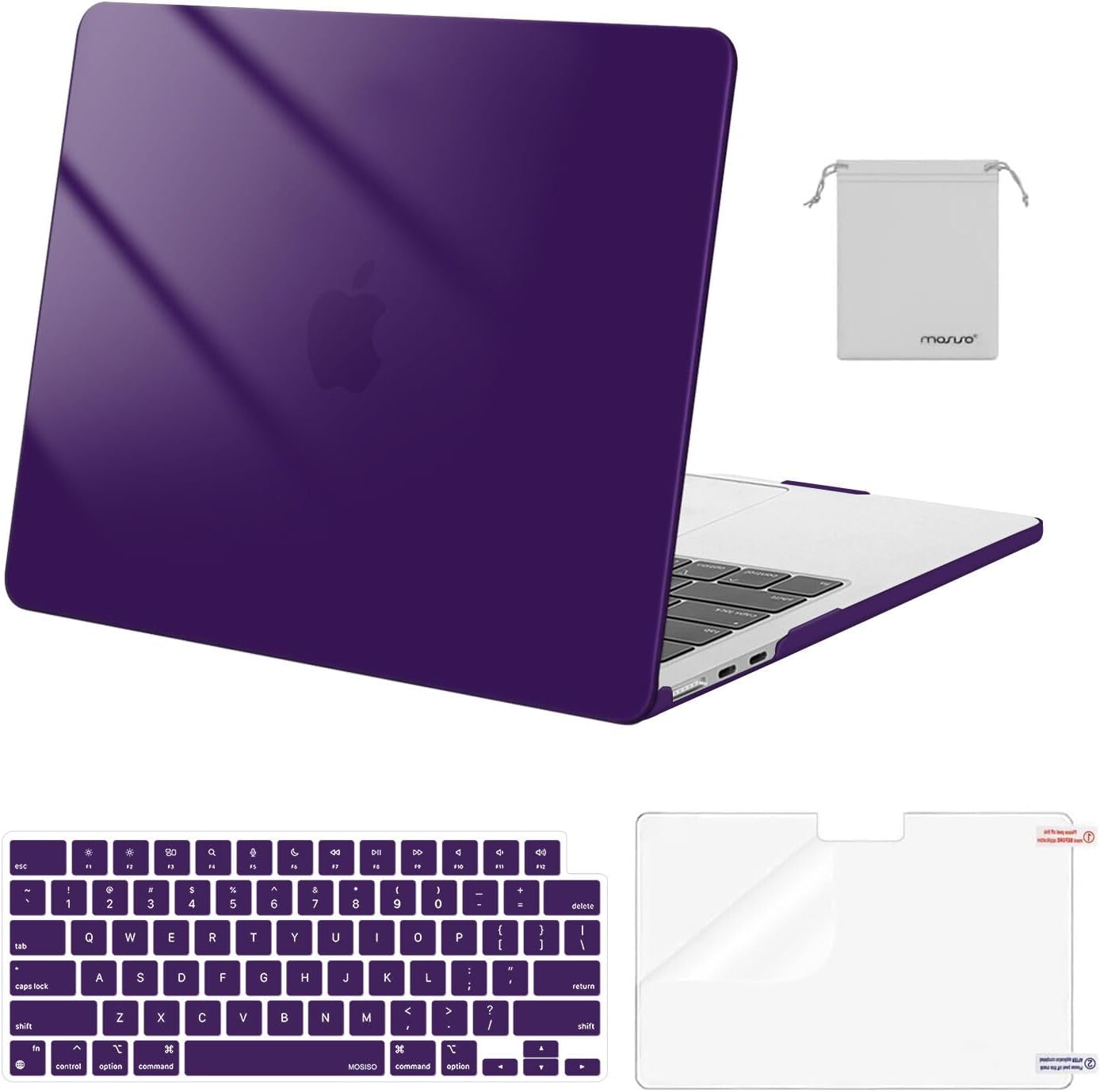 MOSISO Compatible with MacBook Air 13 inch Case M5 2026 M4 2025 M3 M2 2024-2022 A3449 A3240 A3113 A2681,Hard Shell&Keyboard Cover&Screen Film&Pouch for MacBook Air 13.6 inch Case, Crystal Clear
