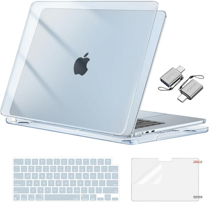 MOSISO Compatible with MacBook Air 15 inch Case M5-M2 2026-2023 A3448 A3241 A3114 A2941, Hard Shell&Keyboard Cover&Screen Film&Type C, Great for Study Travel Work
