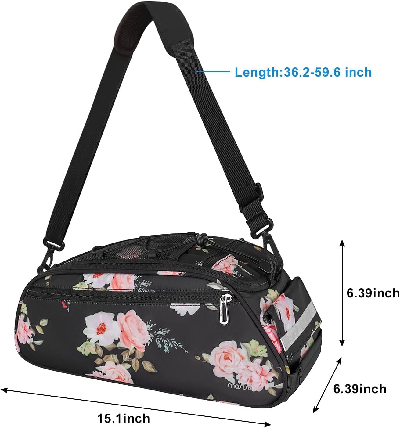 MOSISO Bike Rack Bag, Peony Waterproof Bicycle Trunk Pannier Rear Seat Pouch Cycling Bike Carrier Backseat Storage Luggage Saddle Shoulder Bag