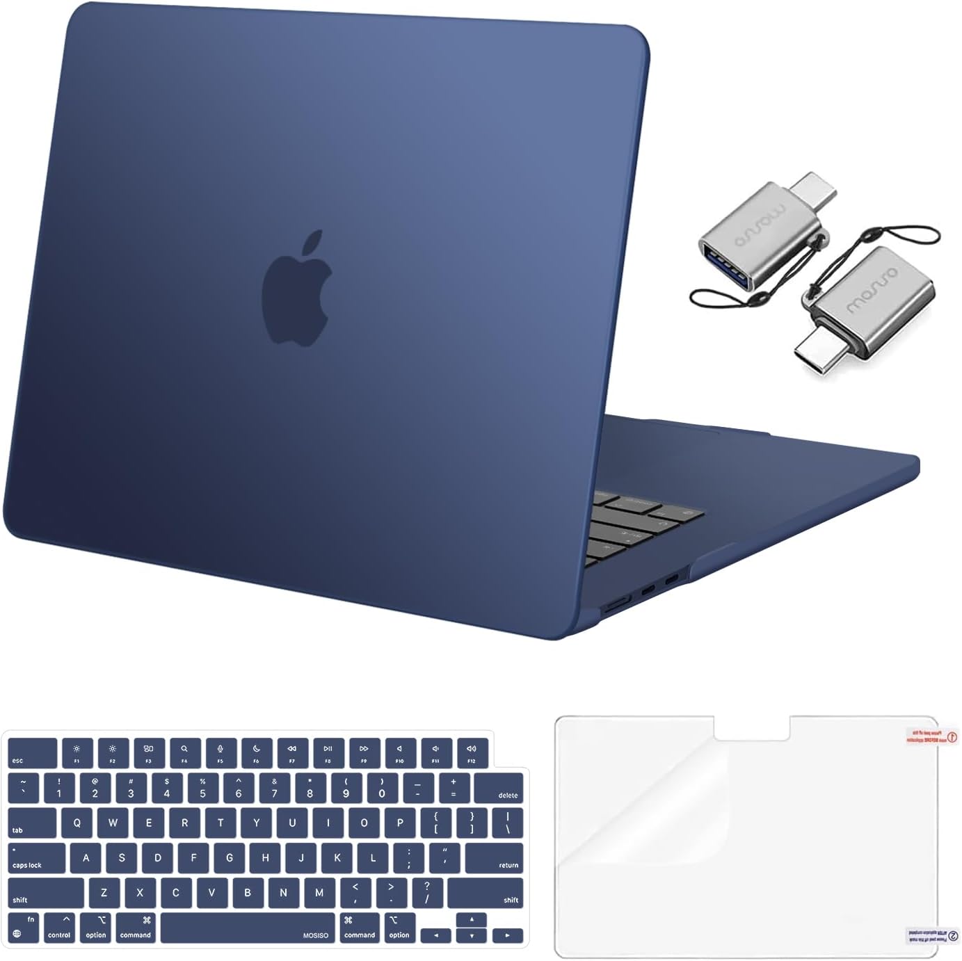 MOSISO Compatible with MacBook Air 15 inch Case M5 2026 M4 2025 M3 M2 2024 2023 A3448 A3241 A3114 A2941, Hard Shell&Keyboard Cover&Screen Film&Type C, Great for Study Travel Work, Crystal Clear