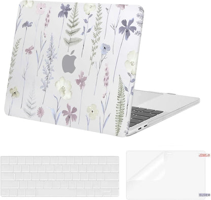 MOSISO Compatible with MacBook Pro 13 inch Case M2 2025, 2024, 2023-2016 A2338 M1 A2251 A2289 A2159 A1989 A1708 A1706, Plastic Meadow Floral Hard Shell Case&Keyboard Cover&Screen Protector,Transparent