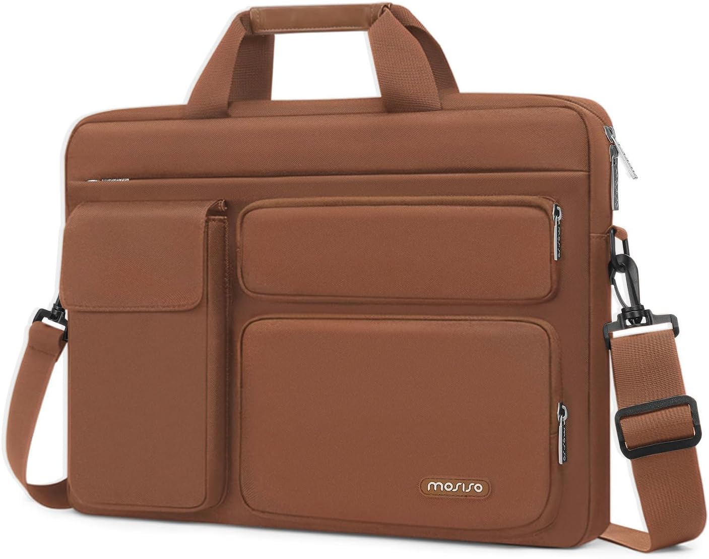 MOSISO Laptop Shoulder Bag 13-17.3 inch, 13/13.3/14/16/17.3 inch Computer Bag Compatible with MacBook Air/Pro 13 / Pro 14, HP Dell ASUS Lenovo with 2 Raised&1 Flapover&1 Horizontal Pocket&Handle&Belt
