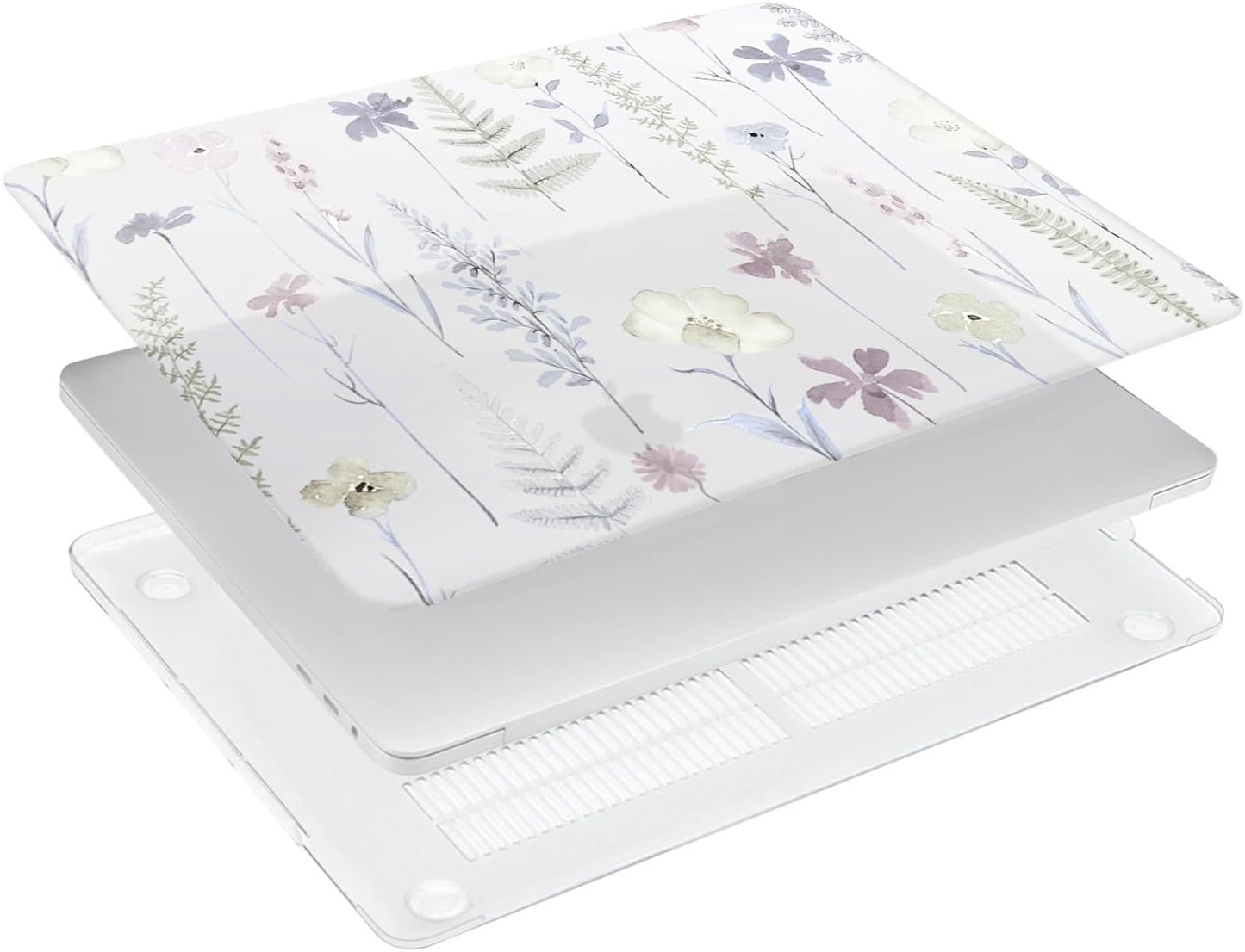 MOSISO Compatible with MacBook Pro 13 inch Case M2 2025, 2024, 2023-2016 A2338 M1 A2251 A2289 A2159 A1989 A1708 A1706, Plastic Meadow Floral Hard Shell Case&Keyboard Cover&Screen Protector,Transparent